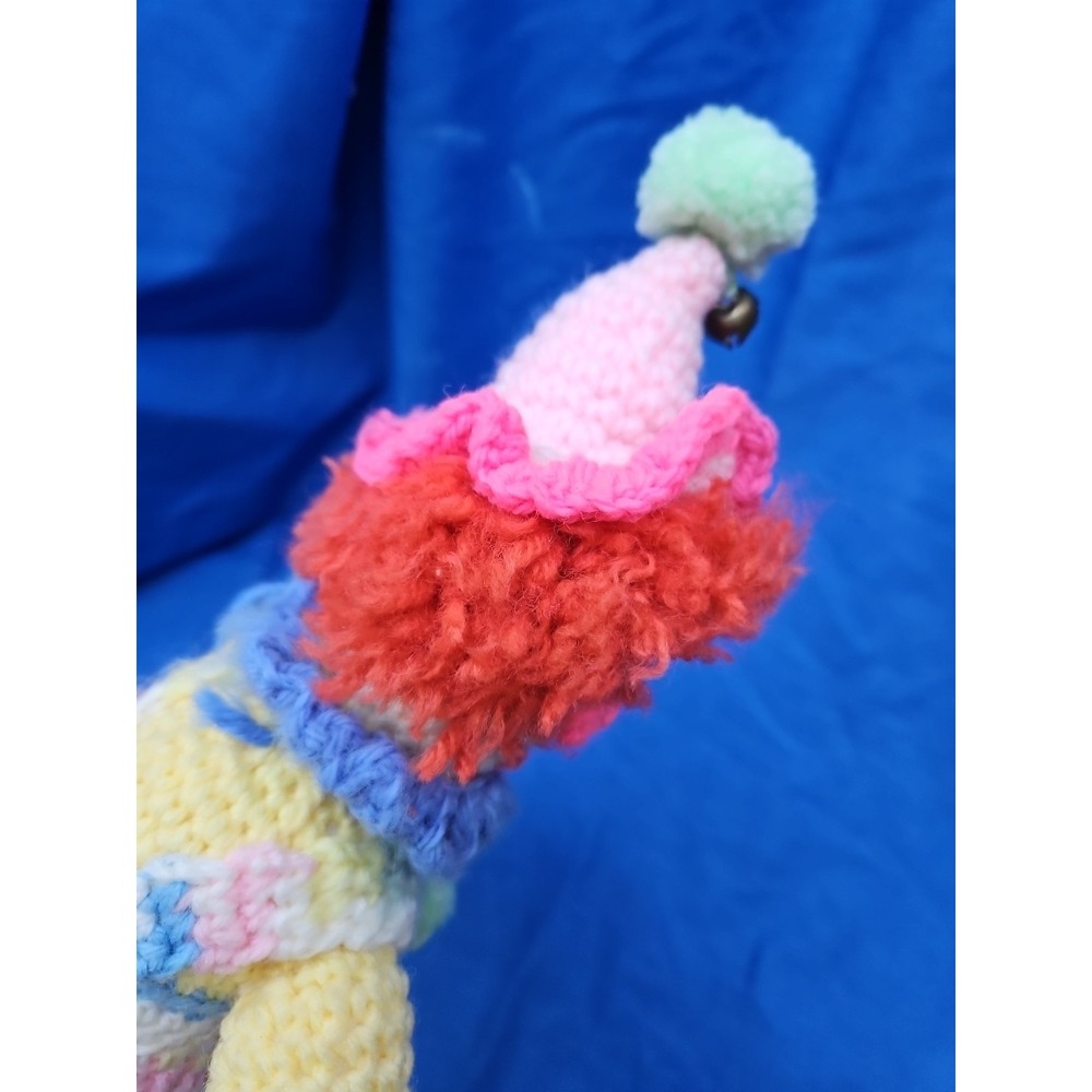 Vintage Handmade Crocheted Plush Clown Doll Folk Art 14" - Picture 4 of 6